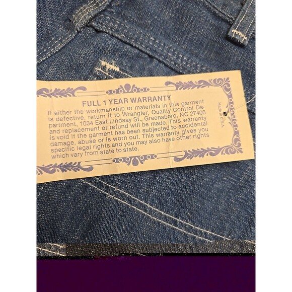 Vintage Wrangler Jeans Boys 27x34 Blue Denim Carpenter Prewashed USA Student 70s - Picture 5 of 10